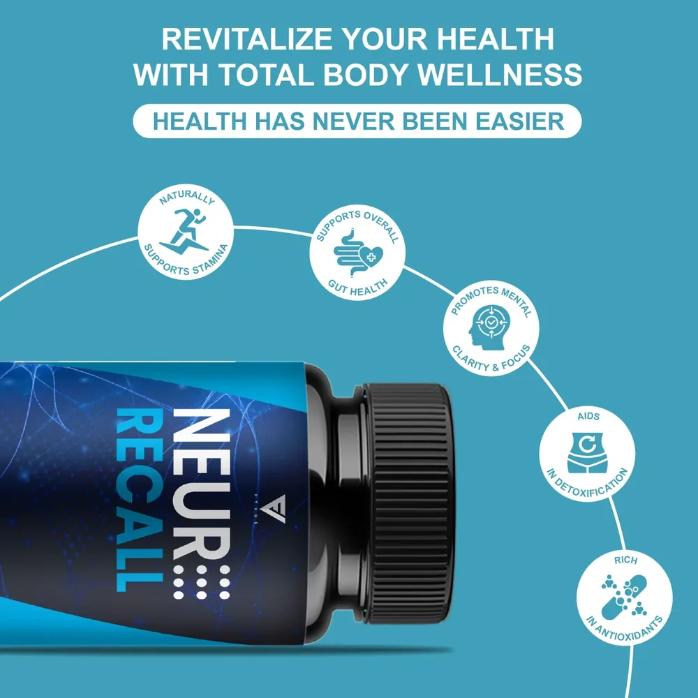 Brand graphic listing stamina, gut health, mental clarity and focus, detoxification and antioxidants