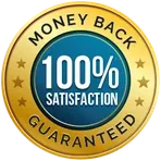 100% satisfaction money-back guaranteed seal