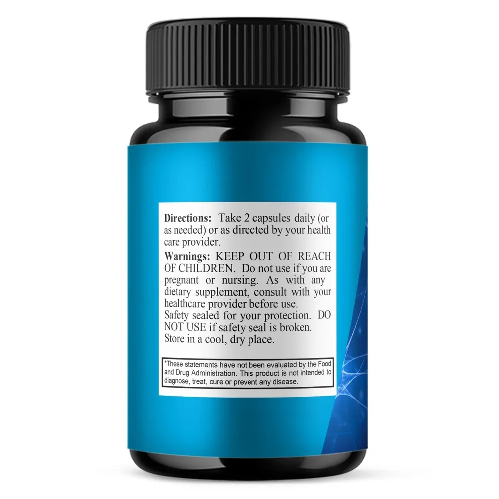 Back label of the Neuro Recall bottle with directions, warnings, storage and the FDA statement